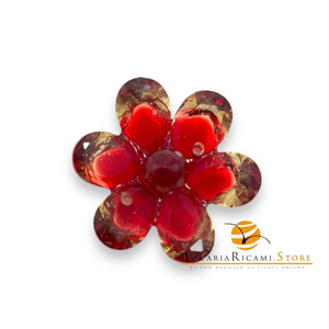 BOTTONE Fiore 5222X - SandraB - Colore: 5222X-36 - 3.ROSSO - by LacariaRicami.Store