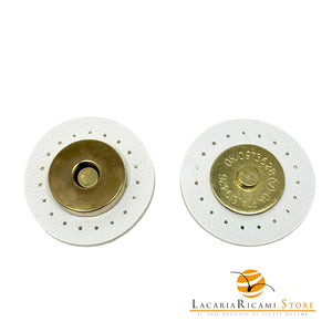 Chiusura magnetica in ecopelle cucibile per borse - Tondo | MAF Accessories - Colore: 13052-00 - BIANCO - by LacariaRicami.Store