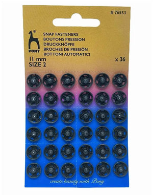 BOTTONI AUTOMATICI IN OTTONE A STRAPPO - Pony - Colore: NERO – 11 mm - by LacariaRicami.Store