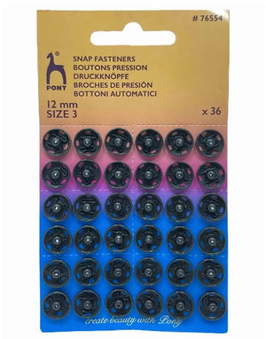 BOTTONI AUTOMATICI IN OTTONE A STRAPPO - Pony - Colore: NERO – 12 mm - by LacariaRicami.Store