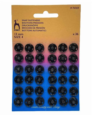 BOTTONI AUTOMATICI IN OTTONE A STRAPPO - Pony - Colore: NERO – 13 mm - by LacariaRicami.Store