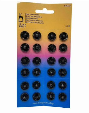 BOTTONI AUTOMATICI IN OTTONE A STRAPPO - Pony - Colore: NERO – 15 mm - by LacariaRicami.Store