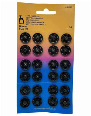 BOTTONI AUTOMATICI IN OTTONE A STRAPPO - Pony - Colore: NERO – 18 mm - by LacariaRicami.Store