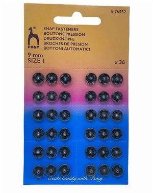 BOTTONI AUTOMATICI IN OTTONE A STRAPPO - Pony - Colore: NERO – 9 mm - by LacariaRicami.Store
