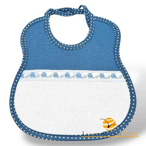 BAVAGLINO con Tela Aida RICAMABILE 20x22 - Colore: BLU - by LacariaRicami.Store