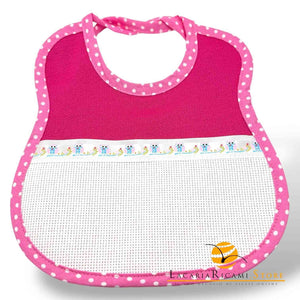 BAVAGLINO con Tela Aida RICAMABILE 20x22 - Colore: FUXIA - by LacariaRicami.Store