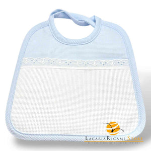 BAVAGLINO con Tela Aida RICAMABILE 20x19 - PIQUET QUADRATINO - Colore: AZZURRO - by LacariaRicami.Store