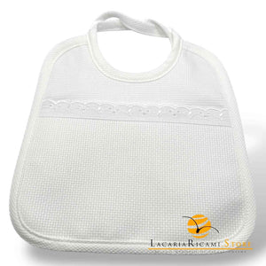 BAVAGLINO con Tela Aida RICAMABILE 20x19 - PIQUET QUADRATINO BIANCO - LacariaRicami.Store