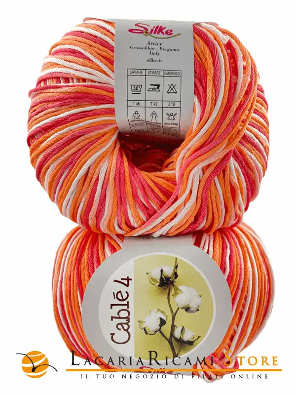 Cotone Cablé 4 Sfumato - Silke - 819 - ARANCIO FORTE SFUMATO - LacariaRicami.Store
