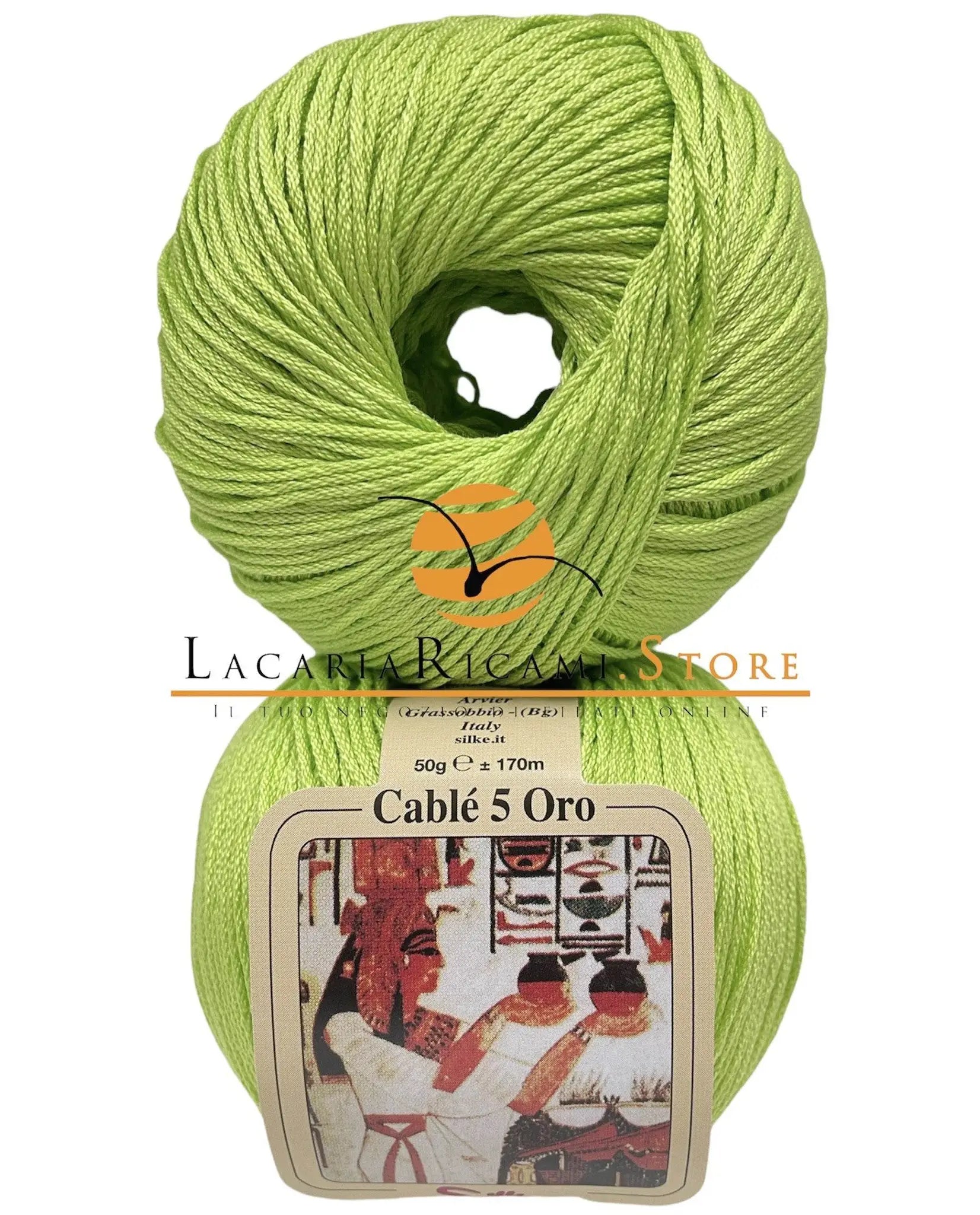 Cotone CABLE' 5 ORO - Silke - 271 - VERDE ACIDO - LacariaRicami.Store