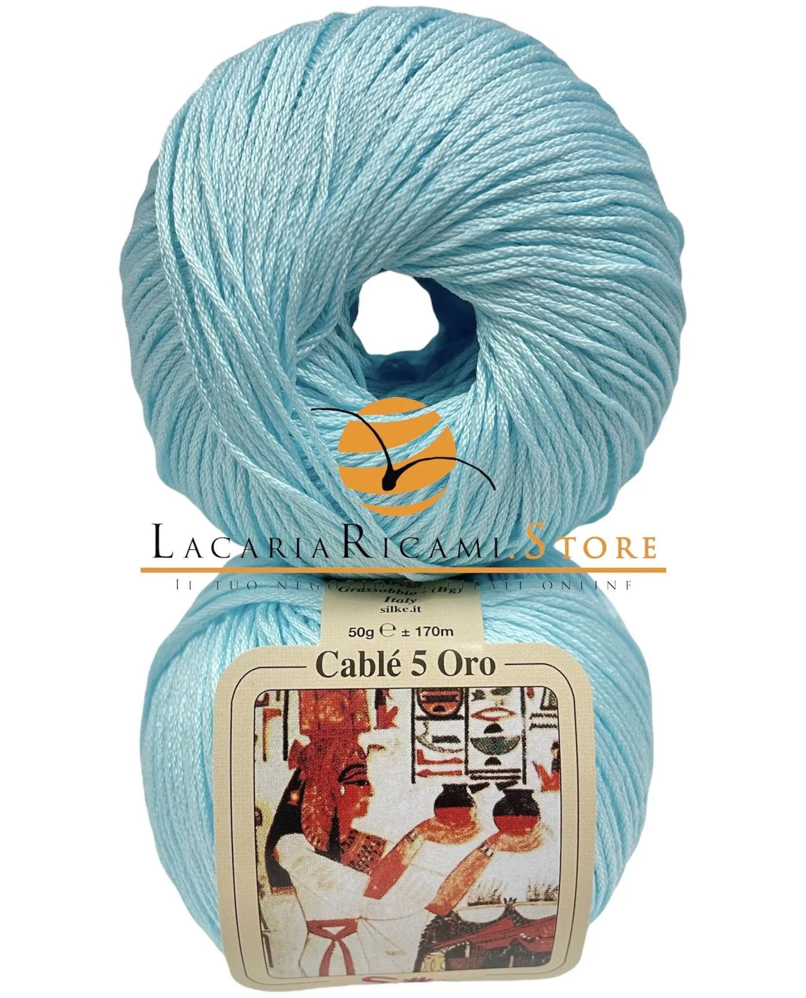 Cotone CABLE' 5 ORO - Silke - 60 - ACQUA - LacariaRicami.Store