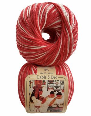 Cotone Cablé 5 Oro Sfumato - Silke - 98 - BIANCO/ROSSO SFUMATO - LacariaRicami.Store