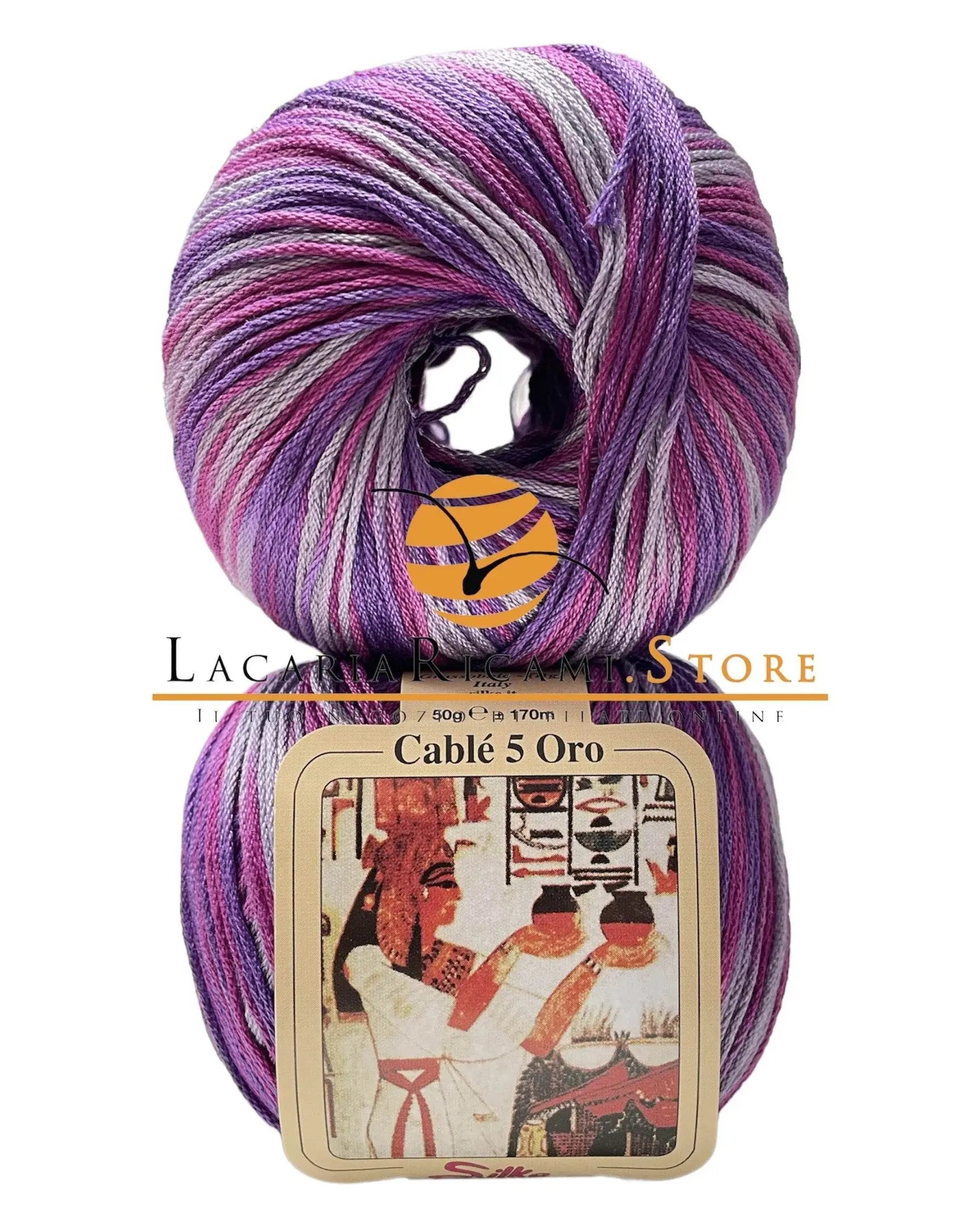 Cotone Cablé 5 Oro Sfumato - Silke - 323 - VIOLA/ROSA SFUMATO - LacariaRicami.Store