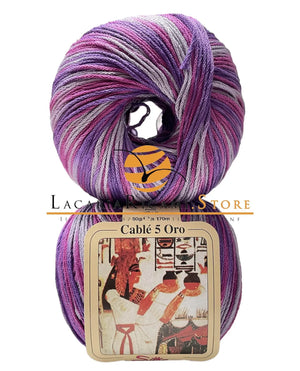 Cotone Cablé 5 Oro Sfumato - Silke - 323 - VIOLA/ROSA SFUMATO - LacariaRicami.Store