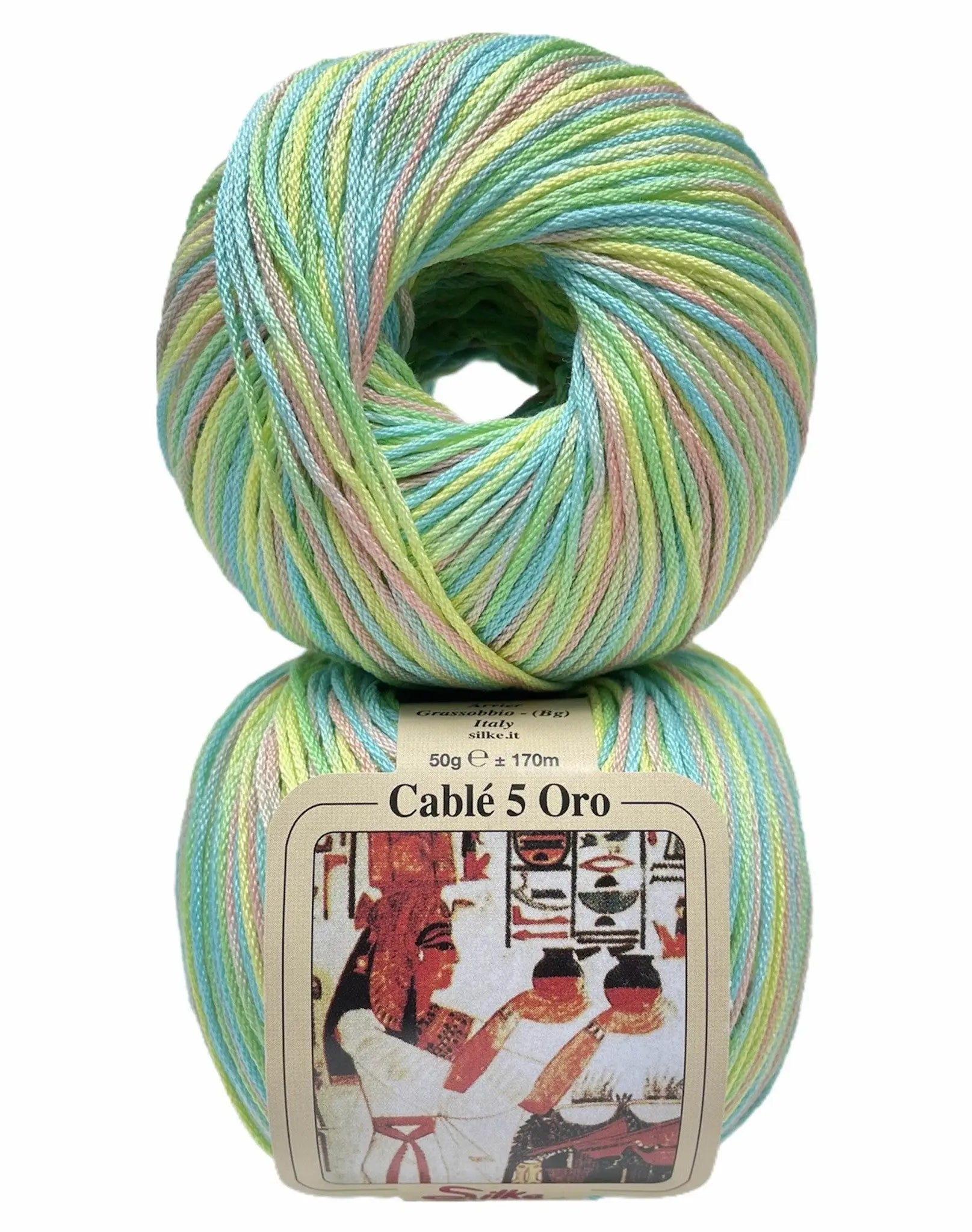 Cotone Cablé 5 Oro Sfumato - Silke - 27 - VERDE MIX SFUMATO - LacariaRicami.Store