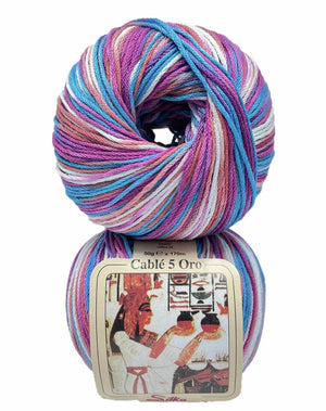 Cotone Cablé 5 Oro Sfumato - Silke - 327 - CELESTE/VIOLA MIX SFUMATO - LacariaRicami.Store