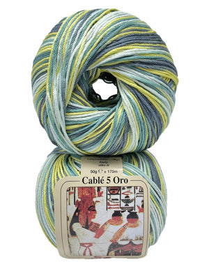 Cotone Cablé 5 Oro Sfumato - Silke - 328 - VERDE/GIALLO MIX SFUMATO - LacariaRicami.Store