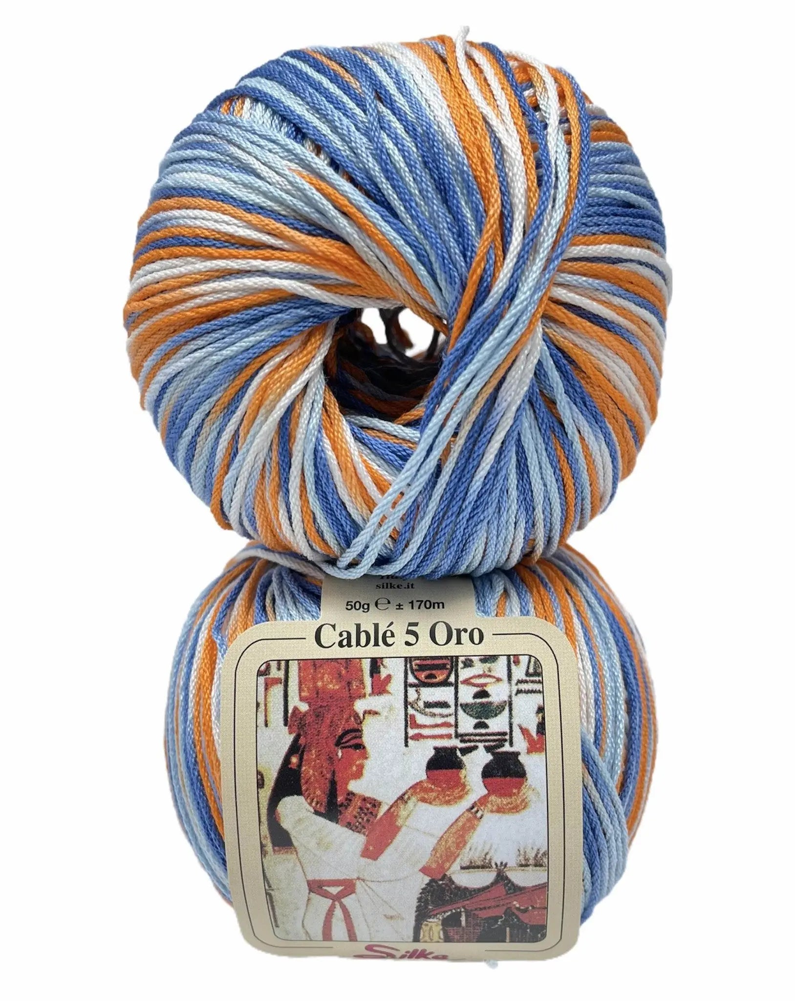 Cotone Cablé 5 Oro Sfumato - Silke - 329 - BLU/ARANCIO MIX SFUMATO - LacariaRicami.Store