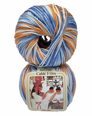 Cotone Cablé 5 Oro Sfumato - Silke - 329 - BLU/ARANCIO MIX SFUMATO - LacariaRicami.Store