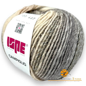 Lana CAMPIGLIO - ISPE - Colore: 100 - PANNA-BEIGE LAMÉ ARGENTO SFUMATO - by LacariaRicami.Store