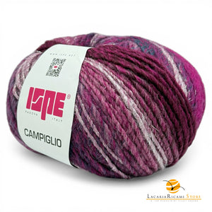 Lana CAMPIGLIO - ISPE - Colore: 107 - FUCSIA-VIOLA LAMÉ ARGENTO SFUMATO - by LacariaRicami.Store