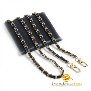 Catena Con Inserto EcoPelle Per Borse - MAF Accessories - Colore: 22713 - ORO-BLU - by LacariaRicami.Store