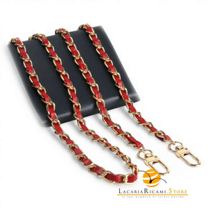 Catena Con Inserto EcoPelle Per Borse - MAF Accessories - Colore: 22720 - ORO-ROSSO - by LacariaRicami.Store