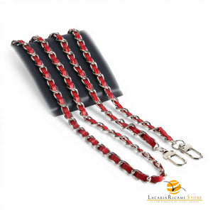 Catena Con Inserto EcoPelle Per Borse - MAF Accessories - Colore: 22829 - ARGENTO-BORDEAUX - by LacariaRicami.Store