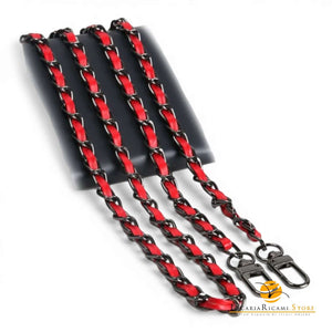 Catena Con Inserto EcoPelle Per Borse - MAF Accessories - Colore: 22928 - ANTRACITE-BORDEAUX - by LacariaRicami.Store