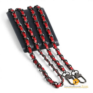 Catena Con Inserto EcoPelle Per Borse - MAF Accessories - Colore: 22935 - ANTRACITE-ROSSO - by LacariaRicami.Store