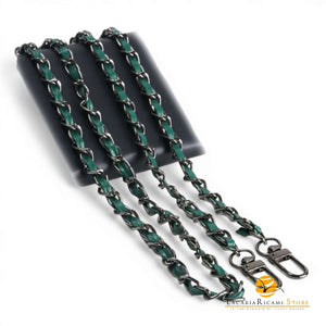 Catena Con Inserto EcoPelle Per Borse - MAF Accessories - Colore: 22959 - ANTRACITE-VERDE - by LacariaRicami.Store