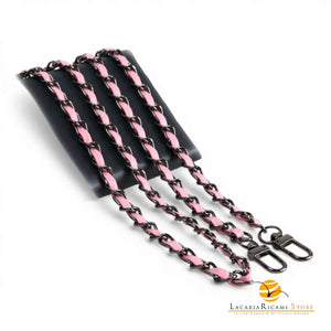 Catena Con Inserto EcoPelle Per Borse - MAF Accessories - Colore: 22966 - ANTRACITE-ROSA - by LacariaRicami.Store