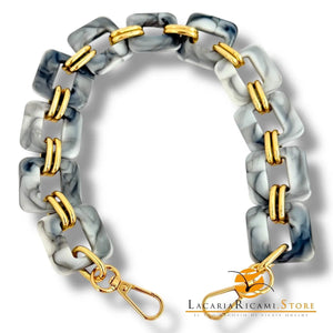 MANICO/CATENA In Resina con Anello e Moschettone 50 Cm - Colore: GRIGIO MELANGE - by LacariaRicami.Store