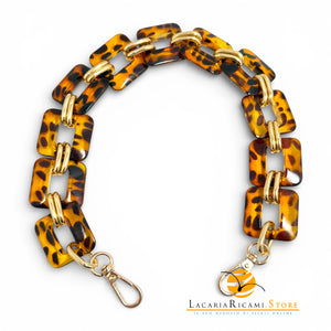 MANICO/CATENA In Resina con Anello e Moschettone 50 Cm - Colore: MARRONCINO MELANGE - by LacariaRicami.Store