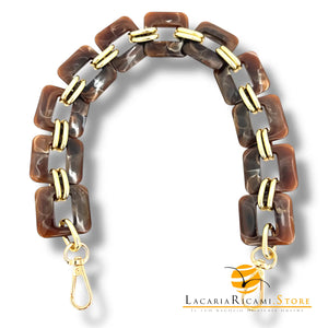MANICO/CATENA In Resina con Anello e Moschettone 50 Cm - Colore: MARRONE MELANGE - by LacariaRicami.Store