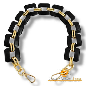 MANICO/CATENA In Resina con Anello e Moschettone 50 Cm - Colore: NERO - by LacariaRicami.Store