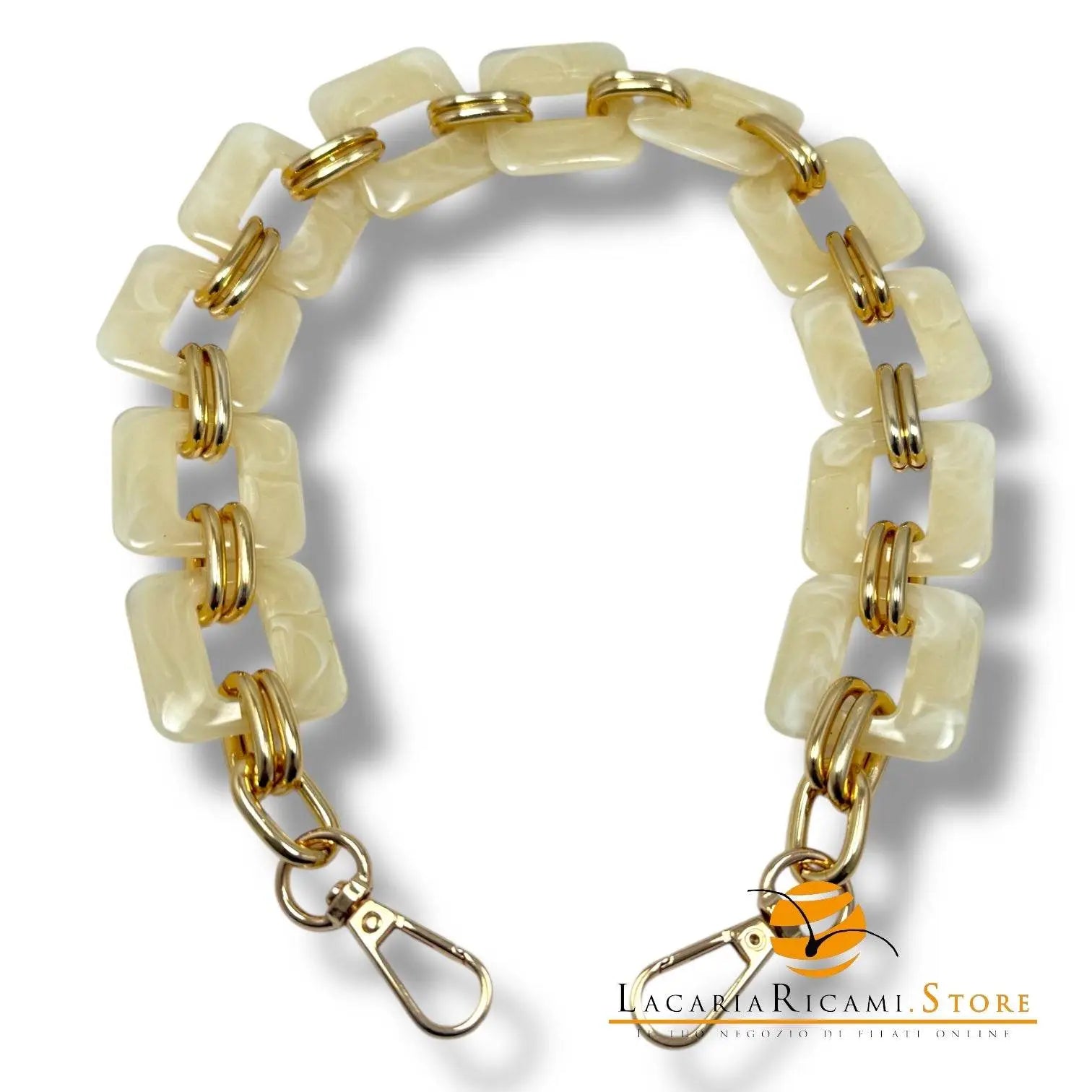 MANICO/CATENA In Resina con Anello e Moschettone 50 Cm - - LacariaRicami.Store