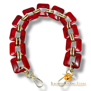 MANICO/CATENA In Resina con Anello e Moschettone 50 Cm - Colore: ROSSO MELANGE - by LacariaRicami.Store