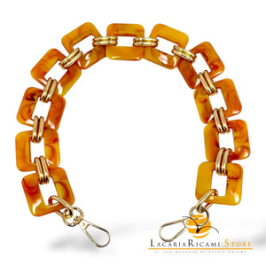 MANICO/CATENA In Resina con Anello e Moschettone 50 Cm - Colore: SENAPE MELANGE - by LacariaRicami.Store