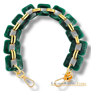 MANICO/CATENA In Resina con Anello e Moschettone 50 Cm - Colore: VERDE MELANGE - by LacariaRicami.Store
