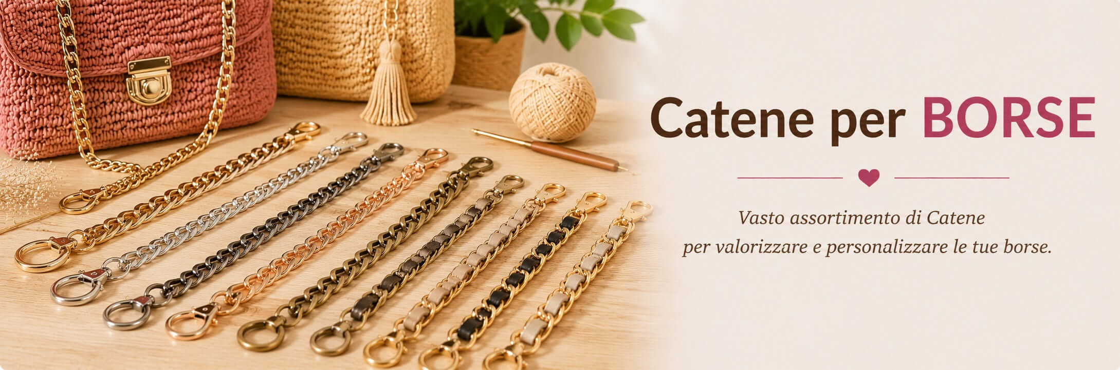 Catene per borse in metallo dorato e argento
