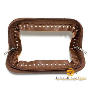 CHIUSURA Rettangolare 20x9 Cm Ricoperta con ZIP - Mas Srl MARRONE - LacariaRicami.Store