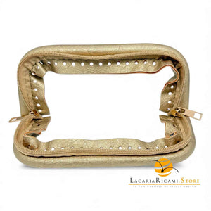 CHIUSURA Rettangolare 20x9 Cm Ricoperta con ZIP - Mas Srl ORO - LacariaRicami.Store