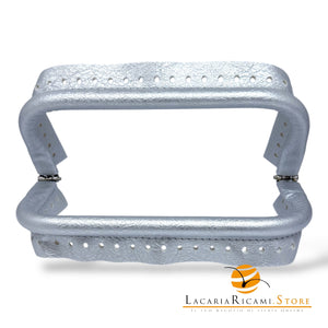 CHIUSURA A Molla Rettangolare 20x9 cm Ricoperta in Ecopelle - Mas Srl - ARGENTO - LacariaRicami.Store