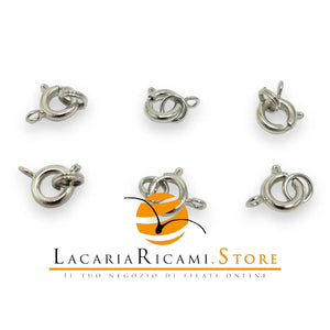 CHIUSURE Per Bracciali o Collane - Colore: MOLLA CON ANELLO 7mm (6-PZ) - ARGENTO - by LacariaRicami.Store