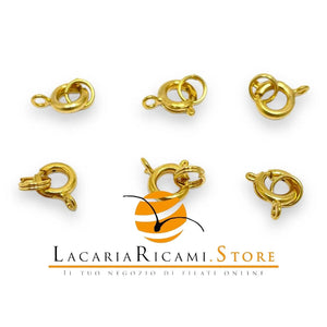 CHIUSURE Per Bracciali o Collane - Colore: MOLLA CON ANELLO 7mm (6-PZ) - ORO - by LacariaRicami.Store