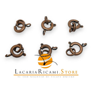 CHIUSURE Per Bracciali o Collane - Colore: MOLLA CON ANELLO 7mm (6-PZ) - RAME ANTICO - by LacariaRicami.Store