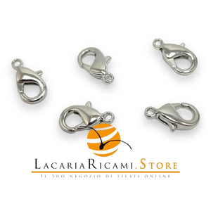 CHIUSURE Per Bracciali o Collane - Colore: MOSCHETTONE 7X12mm (5-PZ) - ARGENTO - by LacariaRicami.Store