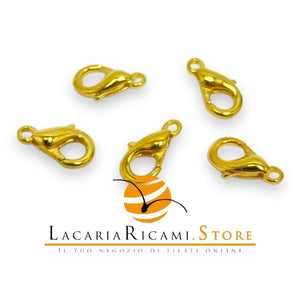 CHIUSURE Per Bracciali o Collane - Colore: MOSCHETTONE 7X12mm (5-PZ) - ORO - by LacariaRicami.Store