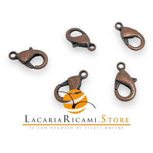 CHIUSURE Per Bracciali o Collane - Colore: MOSCHETTONE 7X12mm (5-PZ) - RAME ANTICO - by LacariaRicami.Store